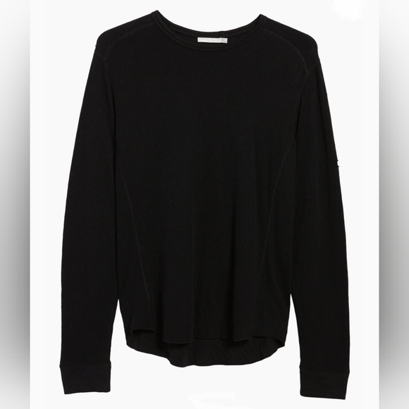 Vince Slim Fit Waffle Knit Long Sleeve T-Shirt Black - Picture 3 of 16
